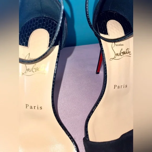 Christian Louboutin Stanisandal 100 (Suede & Lizard-effect)